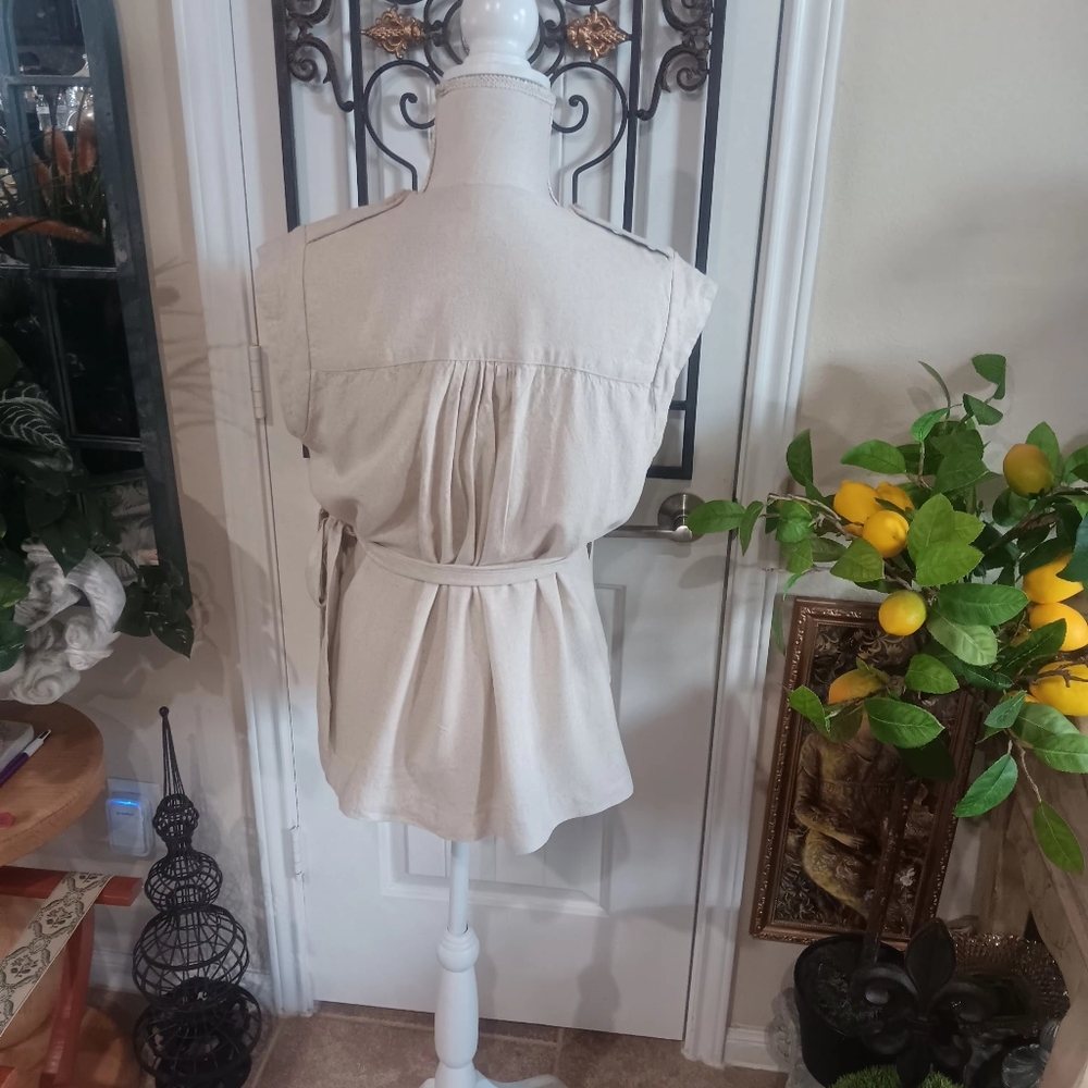 CARUSO Linen Blend Asymmetrical True Wrap Sleeveless Vest Size Medium - Picture 5 of 9